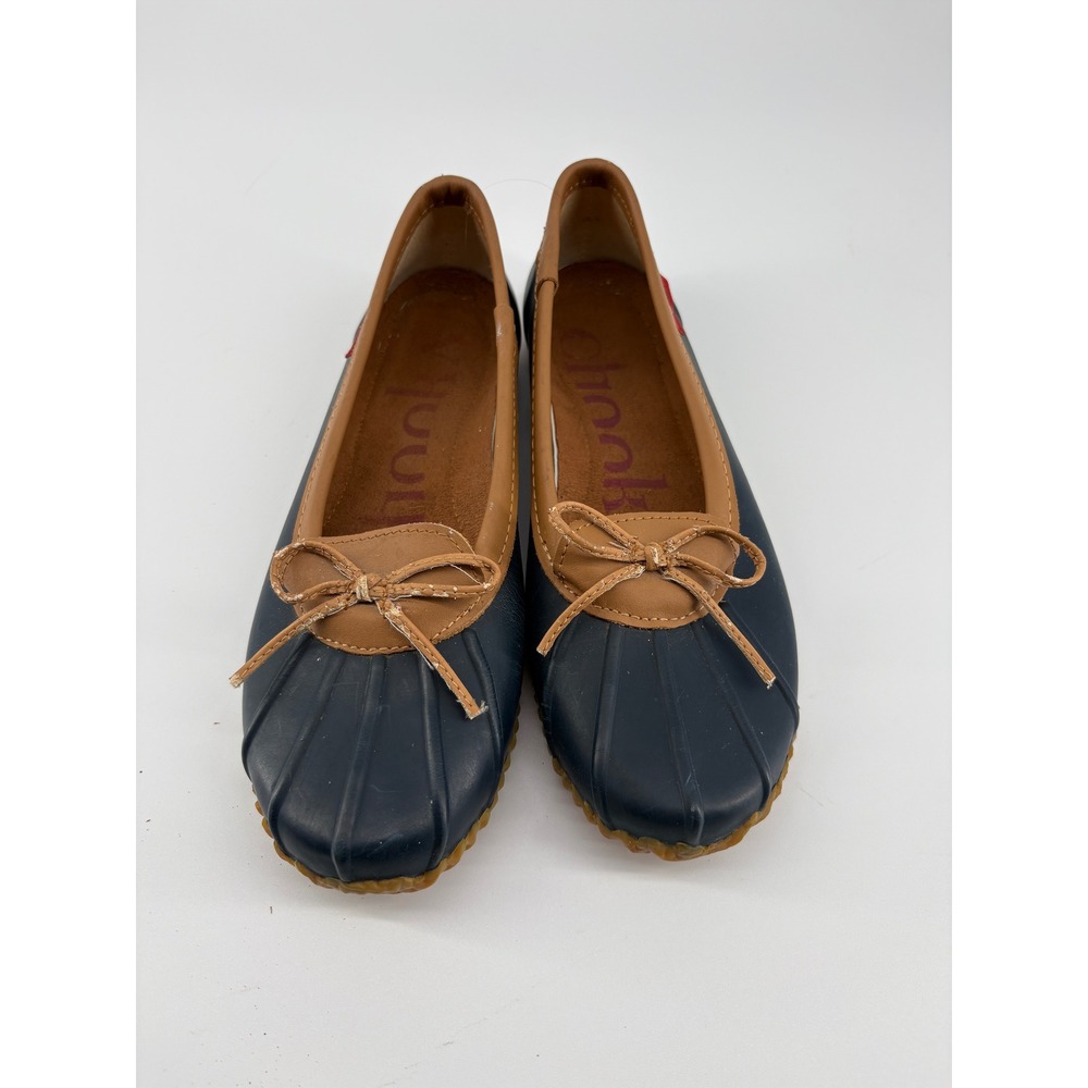 Chooka Solid Duck Skimmer Navy Blue Waterproof Rain Ballet Flats Shoes Womens 9